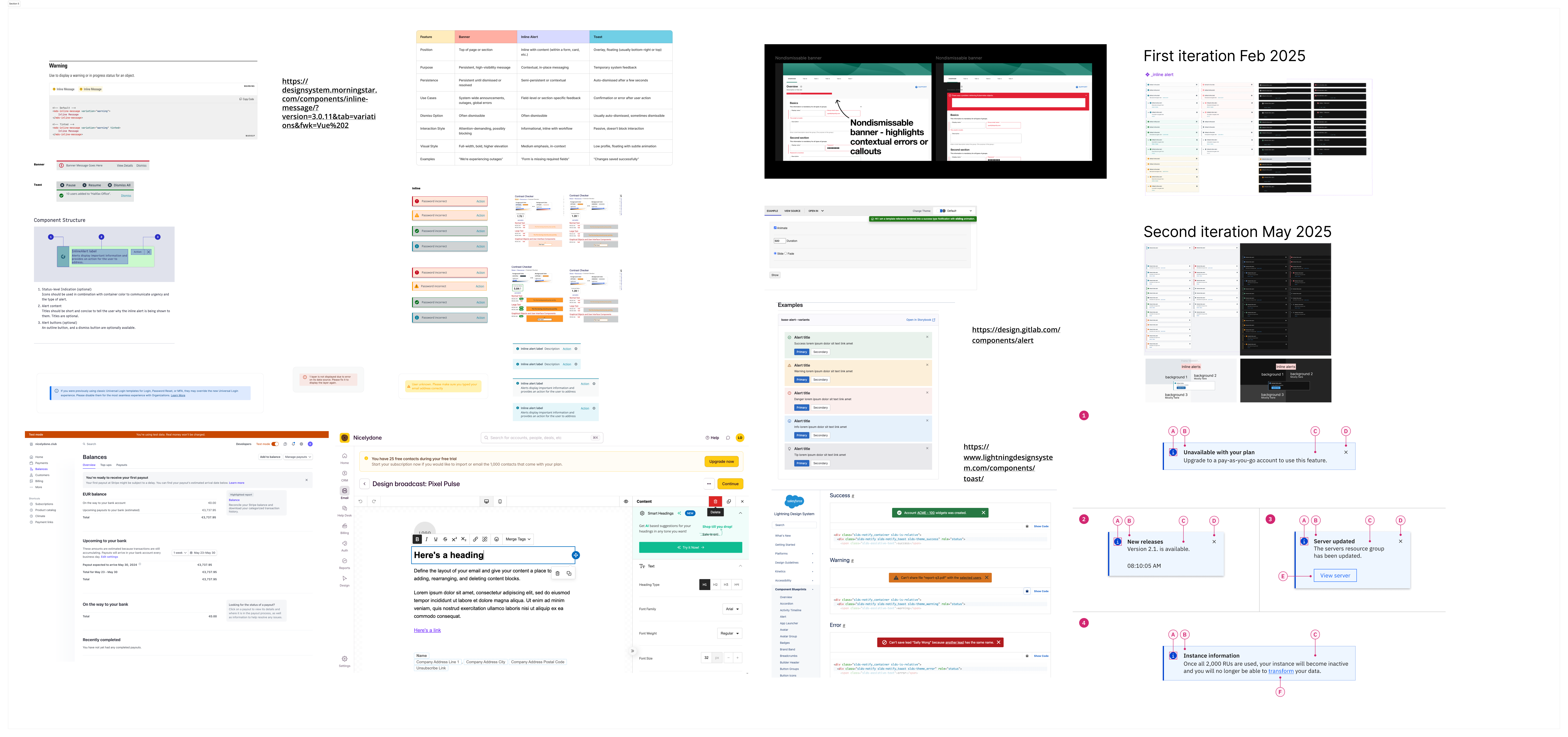 Alert design iterations — Feb 2025 to May 2025