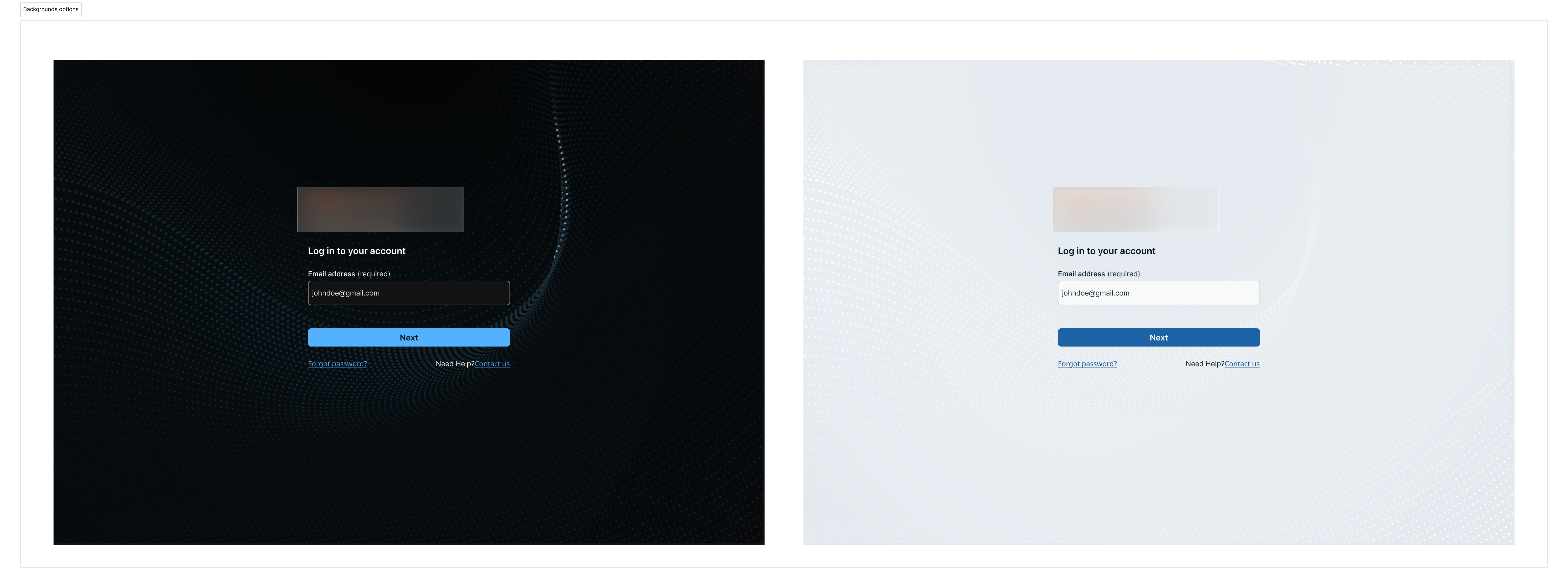 Final login design — Option 9, the shipped version