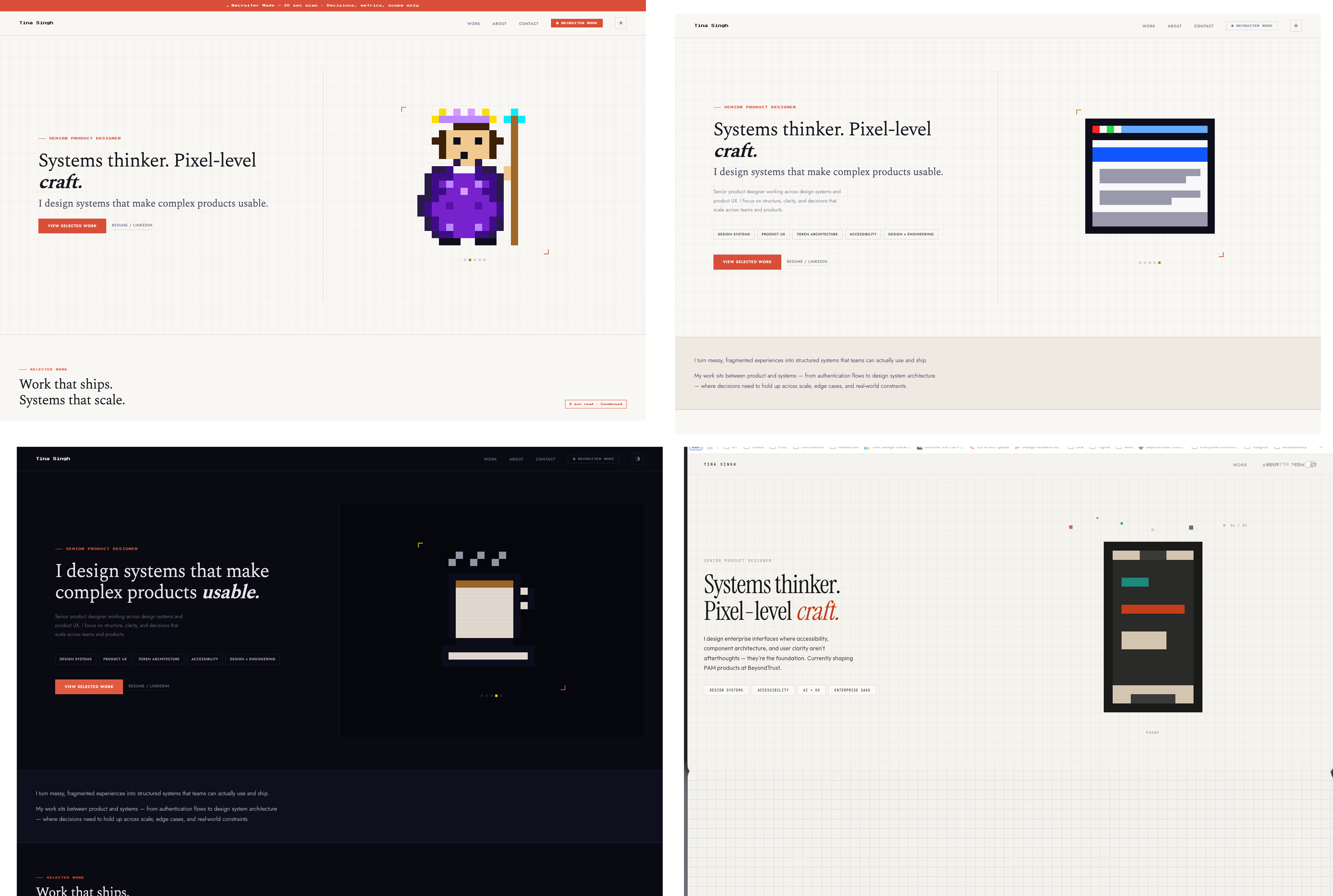 Portfolio design iterations — versions before the final